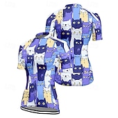 baratos Camisolas femininas-Mulheres Camisa para Ciclismo Gato Manga Curta Moto Camiseta Camisa / Roupas Para Esporte com 3 bolsos traseiros Ciclismo de Montanha Secagem Rápida Design Anatômico Capilaridade Respirável Esportes