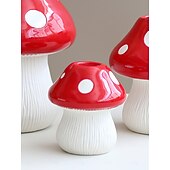cheap Vases &amp; Basket-Red Mushroom Shaped Flower Vase with White Dots, Colorful Resin Tabletop Planter, Decorative Hydroponic Vase for Home, Hotel, and Restaurant Decor
