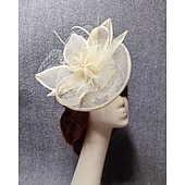 economico Fascinator-Fascinator Cappello a Rete Velato per il Matrimonio Giornata Ladies con Pennacchi di Piume Copricapo