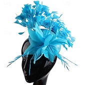 baratos Capacete de Casamento-Peça para Cabeça Penas Sinamay Casamento Festa de Noite Elegante Casamento Com Penas Capacete Chapéu
