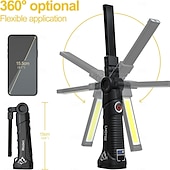 abordables Lampes de poche-Lampe de travail rechargeable à LED 1 pièce avec 5 modes d&#039;éclairage sélectionnables dotée d&#039;une base magnétique et d&#039;une conception pliable polyvalente. Idéal pour les réparations automobiles, le