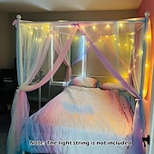 economico Baldacchini e tende da letto-1Pc Tende da Letto A Gazebo Arcobaleno Tenda da Principessa per Letto per Bambine Drappeggi Rete Decorazione Camera da Letto