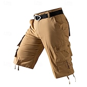 cheap Classic-Men&#039;s Capri Cargo Shorts Cargo Shorts Capri Pants Shorts Summer Shorts Zipper Multiple Pockets Flap Pocket Plain Comfort Breathable Knee Length Outdoor Vacation Sporty Casual Red Khaki