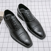お買い得  フォーマル-プロフェッショナルやビジネスの場に適した、ブローグのディテールが施されたエレガントなブラウンのフェイクレザードレスシューズ