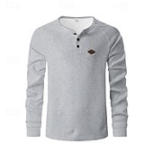 levne základní trička-Pánské Tričko s knoflíkem Tričko Waffle Henley košile Tričko Henley Dlouhý rukáv Henley Jaro Podzim Bez vzoru Módní Designové Základní Knoflíky Dovolená ulice Jdeme ven Černá Bílá Královská modř Top