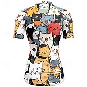 abordables Maillots de mujer-Mujer Maillot de Ciclismo Gato Manga Corta Bicicleta Camiseta Maillot con 3 bolsillos traseros MTB Bicicleta Montaña Secado rápido Diseño Anatómico Capilaridad Transpirable Deportes Negro Blanco