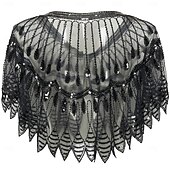 olcso Sálak és Kendők-Retró Ordító 20-as évek 1920-as évek sál Wrap Kendők A nagy Gatsby Flapper lány Flitter Rojt Női Farsang Esküvő Estély Álarcos mulatság Felnőttek Kendő