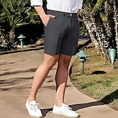 economico Attività commerciale-Per uomo Pantaloncini Pantaloncini di lino Pantaloncini eleganti Pantaloncini estivi Pantaloncini da spiaggia Tasche Gamba dritta Liscio Traspirante Morbido Lunghezza del ginocchio Attivit
