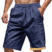 economico Classico-Per uomo Shorts Shorts di Lino Pantaloncini Estivi Shorts da Spiaggia Patchwork Coulisse Elastico in vita Semplice Comodità Traspirante Lunghezza al ginocchio All&#039;aperto Quotidiano Ferie Moda Hawaiano