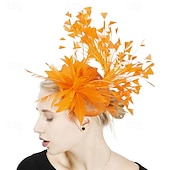 baratos Capacete de Casamento-Peça para Cabeça Penas Sinamay Casamento Festa de Noite Elegante Casamento Com Penas Capacete Chapéu