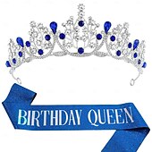 cheap Birthday Party Supplies-Birthday Party Crown and Sash 2-Piece Set - Multicolor &#039;Birthday Queen&#039; Combination Pack