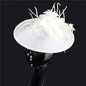 baratos Capacete de Casamento-Peça para Cabeça Sinamay Casamento Festa de Noite Elegante Casamento Com Penas Capacete Chapéu