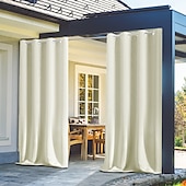 cheap Waterproof Curtains-Waterproof Outdoor Curtains for Indoor Wedding Patio Thick Privacy Grommet Curtains for Wedding Bedroom, Living Room, Porch, Pergola, Cabana, 1 Panel