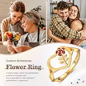 billige Gaver-Personlig tilpasset blomster ring tilpasset beste gave til mamma bursstein smykker kone eller kjæreste til morsdag jubileum