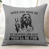 billiga Kuddfodral för semester-Påsk Jesus Dekorativa Kuddöverdrag 1PC Mjukt Fyrkantigt Soffkuddcase Kuddöverdrag för Sovrum Vardagsrum Soffa Stol Röd Grön Grå