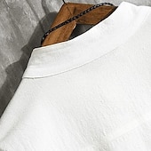 economico Casual da lavoro-Per uomo Camicia camicia di lino Maglietta informale Camicia con bottoni Camicia di cotone Liscio Da mare Hawaiano Nero Bianco Verde Manica a 3/4 A fascia Estate Abbigliamento Tasche