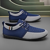 baratos Ténis para Homem-sapatos masculinos casuais com cadarço em bege e azul marinho, design exclusivo em tecido, perfeitos para o estilo e conforto do dia a dia