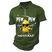 cheap Men&#039;s Animal Print Polo-Men&#039;s Text Chick Zip Polo Shirts Short Sleeve Polo Shirts Collared Shirts Casual Outdoor Athleisure 3D Print Summer Black Red Dark Green