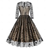 preiswerte Kleider-Retro Vintage 1950er Kleid Swing-Kleid Damen Karneval Maskerade Alltagskleidung Junggesellinnenabschiedsparty Erwachsene Kleid Abschlussballkleider
