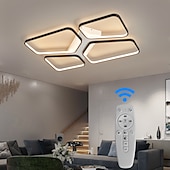 abordables Plafonniers encastrés et semi-encastrés-Plafonnier LED moderne pour salon, 4 têtes, 52 W, 64 W, carré, moderne, simple, télécommande, application, éclairage créatif personnalisé, gradation infinie, éclairage de la chambre principale