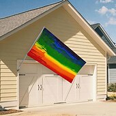 お買い得  ガーデンフラッグ、バナー-6月プライド月間 LGBTQ LGBT プライドフラッグ レインボー ハッピープライド屋外装飾 屋内用 グロメット付き 家庭 庭装飾 休日バナーサイン