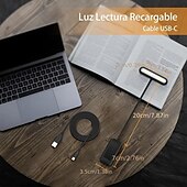 abordables Luces de lectura-1 lámpara de lectura con clip de carga para el ojo, sin parpadeo, 12 luces LED, luz de lectura nocturna para dormitorio, carga USB