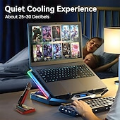 abordables Supports et plateaux de refroidissement-Support de refroidissement pour ordinateur portable de jeu avec 8 ventilateurs de refroidissement pour ordinateur portable de 15 à 17,3 pouces, support de refroidissement avec 6 hauteurs réglables