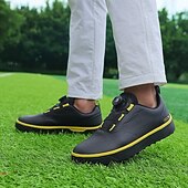 baratos Sapatos de Golfe Masculinos-Sapatos de golfe brancos ultraleves masculinos com detalhes em azul, material de microfibra, ajuste confortável para jogadores de golfe profissionais