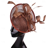 abordables Tocado de Boda-Tocados Plumas Sinamay Boda Fiesta de Noche Elegante Boda Con Pluma Celada Sombreros