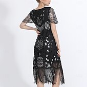 cheap Latin Dancewear-Latin Dance Dress Tassel Pure Color Splicing Women&#039;s Performance Training Short Sleeve High Polyester