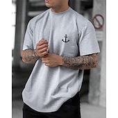 preiswerte Lässige T-Shirts für Herren-Herren T-Shirt Kurzarmshirt Kurzarm Rundhalsausschnitt Frühling &amp; Herbst Buchstabendruck Mode Designer Druck Urlaub Straße Ausgehen Dunkelgrau Weiß Schwarz Top T-Shirt für Herren