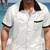 economico Piante tropicali-Per uomo A foglia Piante tropicali Camicia Camicia hawaiana Camicia con bottoni Manica corta Hawaiano Ricorrere Da mare Per eventi Abbigliamento mare Estate Primavera Collo ripiegabile camicie con