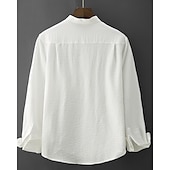 preiswerte Herrenhemd zum Knöpfen-Herren Hemd Sommerhemd Freizeithemd Strandhemd Knopfhemd Weiß Purpur Langarm Einfach Großvaterkragen Stehkragen Urlaub Hawaiianisch Fronttasche Bekleidung Polyester Mode Lässig Bequem