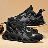 preiswerte Herren Laufschuhe-Sportliche Herren-Sneaker, auffälliges Flammen-Design in Schwarz und Rot, Sportschuhe zum Laufen und fürs Fitnessstudio