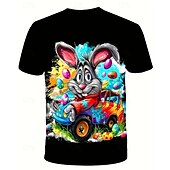 tanie 3D zwierzęta dla chłopca-Dla chłopców 3D Zając Podkoszulek T-shirt Krótki rękaw Lato Wiosna Moda Podstawowy Dzieci 4-12 lat Półgolf Na zewnątrz Codzienny Regularny