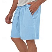 economico Classico-Per uomo Shorts Shorts di Lino Pantaloncini Estivi Shorts da Spiaggia Coulisse Elastico in vita Tasca Frontale Semplice Comodità Traspirante Lunghezza al ginocchio All&#039;aperto Lavoro Quotidiano Moda