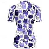 abordables Maillots de mujer-Mujer Maillot de Ciclismo Gato Manga Corta Bicicleta Camiseta Maillot con 3 bolsillos traseros MTB Bicicleta Montaña Secado rápido Diseño Anatómico Capilaridad Transpirable Deportes Negro Blanco