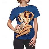 お買い得  トップス-Ｔシャツ(21) レトロポスター レトロガール グラフィック柄 用途 女性用 成人 マスカレード 3Dプリント バケーション パーティー