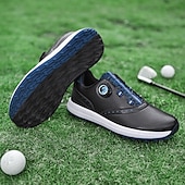 cheap Men&#039;s Golf Shoes-Men&#039;s Modern White Golf Shoes with Blue Detailing, Lace-Up Design, Breathable Upper, Perfect for Professional Golfers