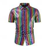levne Topy-Retro 70. léta Disko Tričko Hippie Maškarní kostým Pánské Karnevalový kostým předvečer Všech svatých Karneval Plesová maškaráda Výkon Večírek Podium Dospělé Tričko