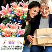 voordelige Grondlichten-2 stuks led-buitenzonnelampen, leliesimulatie, bloemgrondinzetlamp, 7 hoofdbloemen, 42 kralen, binnenplaats, tuin, gazon, pad, festival, bruiloft, feest, sfeerdecoratie, verlichting