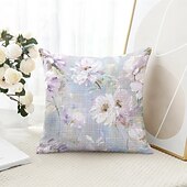 billiga blom- och växtstil-Blomsterdekorerade kastkuddar överdrag 1 styck mjukt kvadratiskt soffkuddöverdrag kuddfodral för sovrum vardagsrum soffa stol