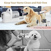 baratos Artigos para Cuidados do Pêlo para Cães-Kit de aspirador de pó 7 em 1 para animais de estimação - tosquiadeiras profissionais com 6 pentes-guia, ferramentas multifuncionais para remoção de 99% dos pelos de animais de estimação - cães, gatos