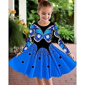 cheap 3D Butterfly Dress-Girls&#039; 3D Butterfly Dress Long Sleeve Summer Spring Vacation Daily Holiday Princess Beautiful Sweet Kids 4-12 Years Casual Dress A Line Dress Knee-length Regular Fit