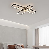 お買い得  シーリングライト調光可能タイプ-モダンな天井ライト 23.6 インチ 96 ワット 35.8 インチ 124 ワット LED 無限調光 リモコン付き 4 リング ブラック 埋め込み式天井照明器具 低天井の寝室、リビングルーム、ダイニングルームに最適
