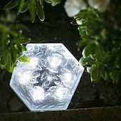 tanie Światła gruntowe-lampy solarne zewnętrzne lampy w kształcie kostek lodu wodoodporne lampy zewnętrzne, oświetlenie ścieżek, utrzymują oświetlenie ogrodu, krajobrazu, ścieżki, podwórka, patio przez 10 godzin