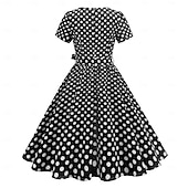 preiswerte Kleider-1950er Retro Vintage Kleid Swing-Kleid Tupfen Kostüm Damen Maskerade Alltagskleidung Junggesellinnenabschiedsparty Erwachsene Kleid Abschlussballkleider