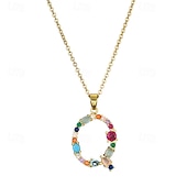 economico I regali-collana con lettera personalizzata, catena hip hop per clavicola, ciondolo con alfabeto in zircone colorato micro-pavé di rame, regalo di gioielli unico per la festa della mamma