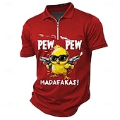 cheap Men&#039;s Animal Print Polo-Men&#039;s Text Chick Zip Polo Shirts Short Sleeve Polo Shirts Collared Shirts Casual Outdoor Athleisure 3D Print Summer Black Red Dark Green