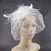 levne Fascinátory-Fascinátory Polyester 30. léta Se širší krempou Závojový klobouk Čajový dýchánek Kentucky Derby Dostih Dámský den koktejl Elegantní Vinobraní Jednoduchý S Peří MiniSpot Přílba Pokrývky Hlavy